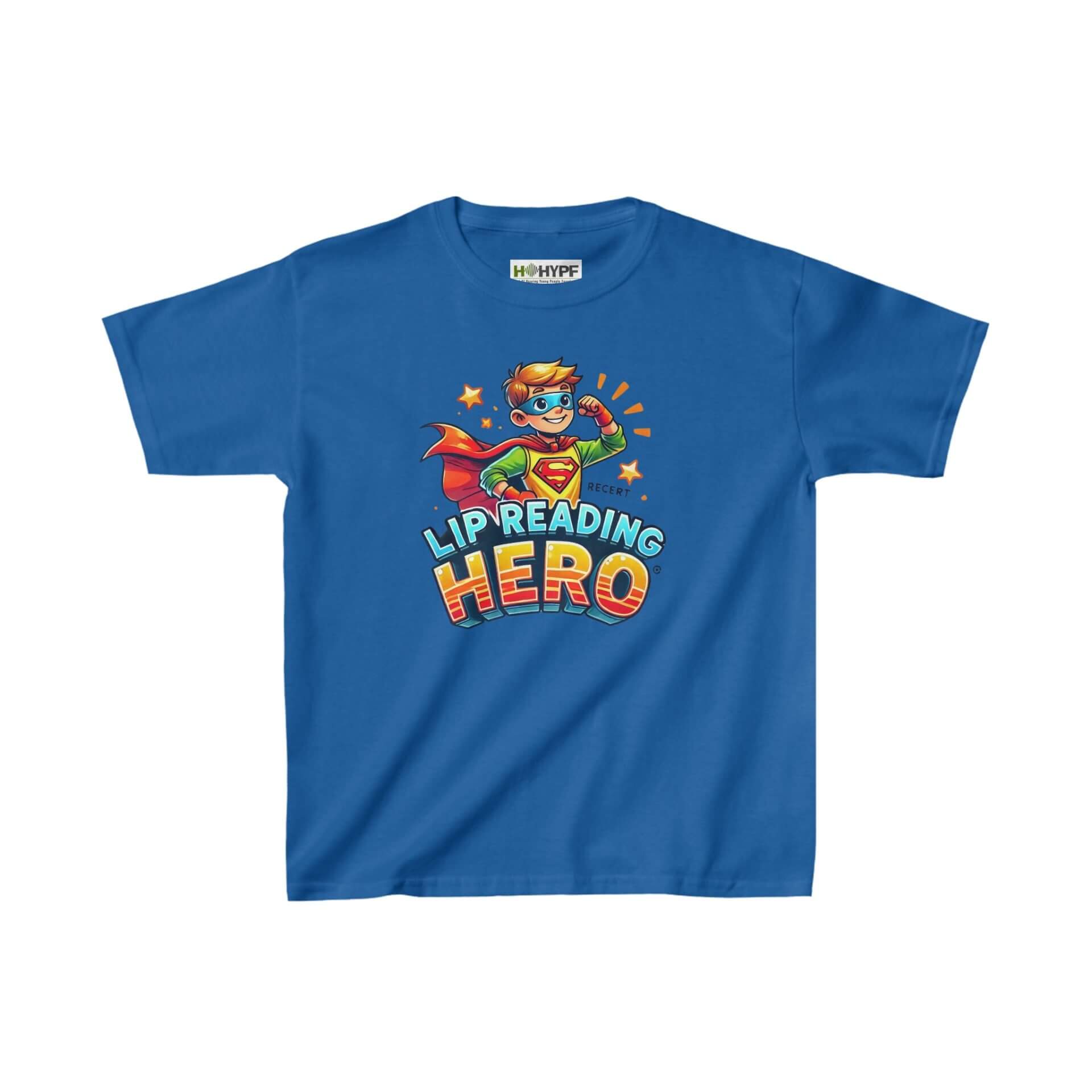 Lip Reading Hero T-Shirt for Boys - Royal, front