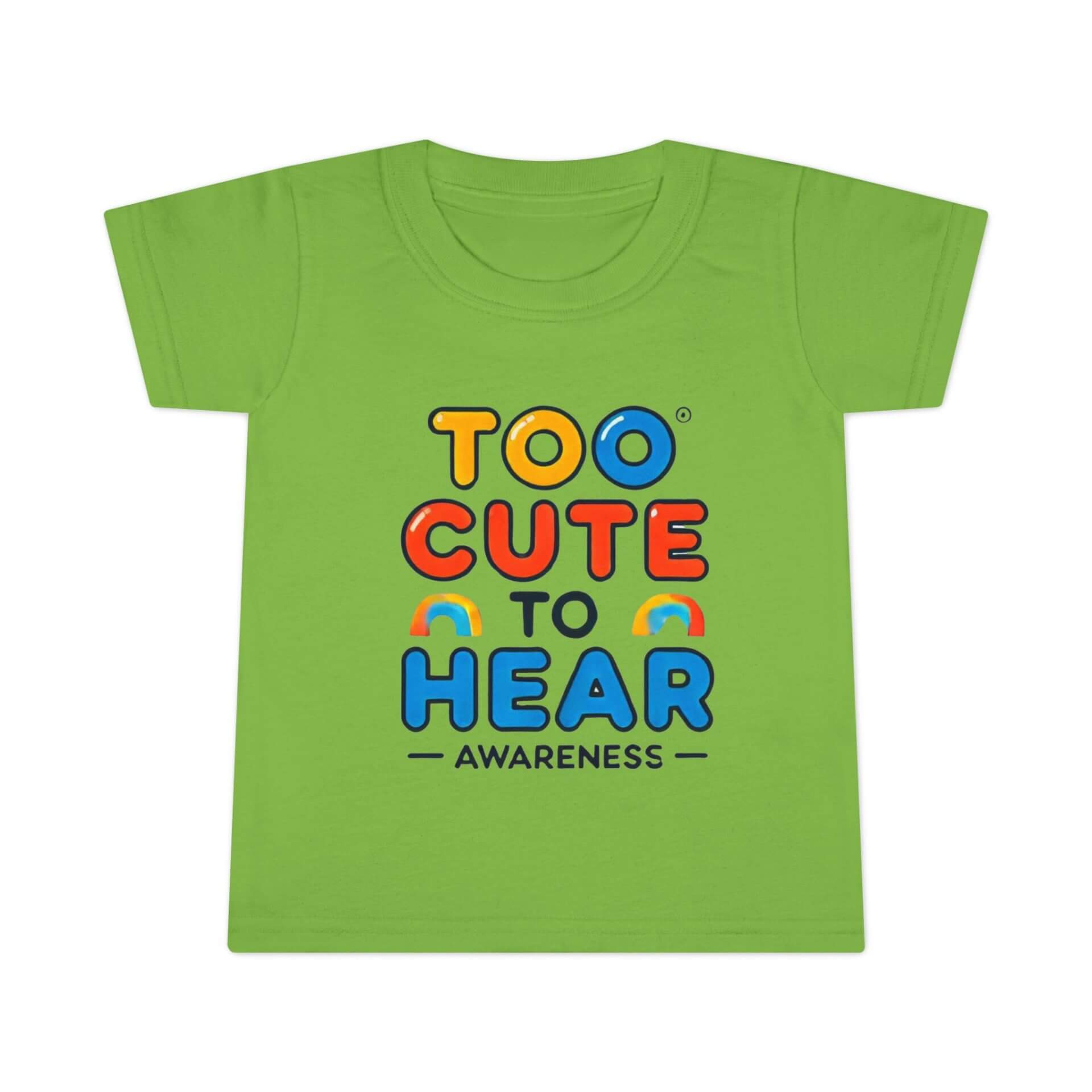 Too Cute To Hear Toddler T-shirt - Lime, Front